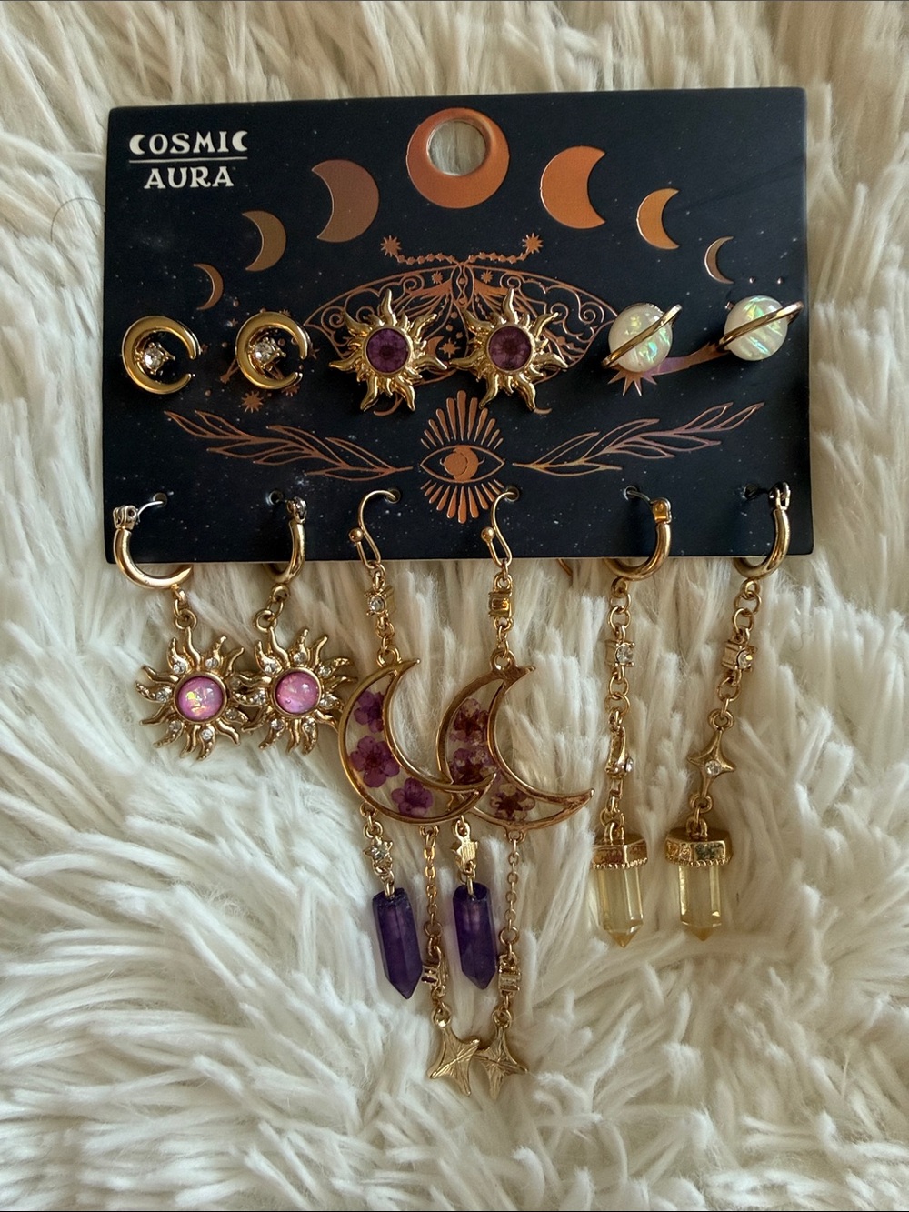 Gold-tone Cosmic Earring Set